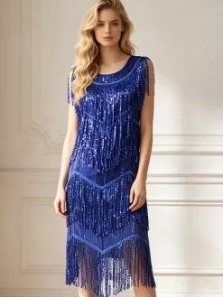 Latin Dance Dresses Gold Sequins Tassel Fringe Latin Dancer Dancing Costume
