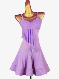 Latin Dance Dresses Lavender Women's Lycra Spandex Dress Latin Dancer Costume