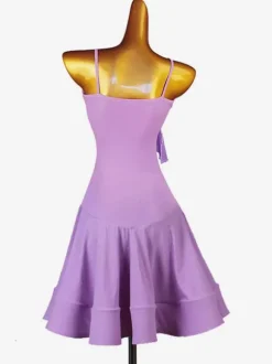 Latin Dance Dresses Lavender Women's Lycra Spandex Dress Latin Dancer Costume