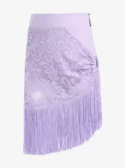 Latin Dance Dresses Purple Girl's Set Polyester Top Skirt Dancing Wear