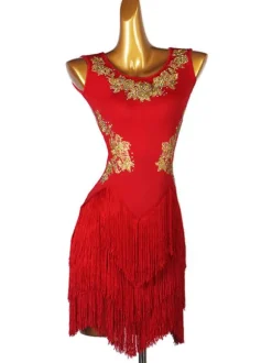 Latin Dance dresses Red Women's Lycra Spandex Dress Latin Dancer dancing costume