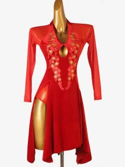 Latin Dance Dresses Red Women's Lycra Spandex Dress Dancing Costume