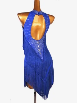 Latin Dance Dresses Royal Blue Women's Set Lycra Spandex Dress Dancing Wear