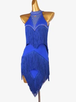 Latin Dance Dresses Royal Blue Women's Set Lycra Spandex Dress Dancing Wear