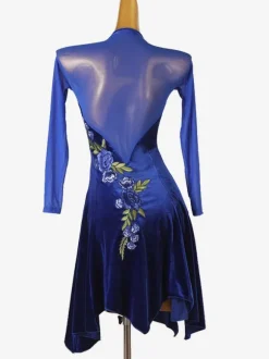 Latin Dance Dresses Royal Blue Women's Lycra Spandex Dress Elegant Latin Dancer Dancing Costume