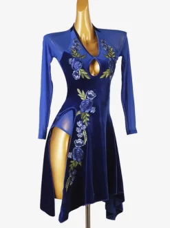 Latin Dance Dresses Royal Blue Women's Lycra Spandex Dress Elegant Latin Dancer Dancing Costume