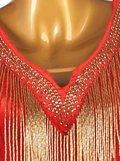 Latin Dance Dresses Ture Red Women's Set Lycra Spandex Dress Dancing Costume