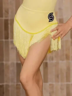 Latin Dance Dresses Yellow Girl's Adult Tassel Shapping Latin Dance Costumes