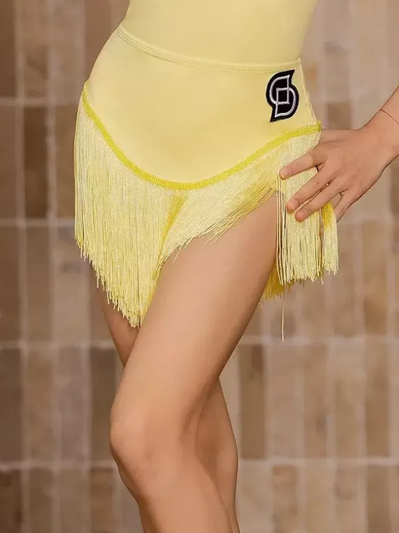 Latin Dance Dresses Yellow Girl's Adult Tassel Shapping Latin Dance Costumes