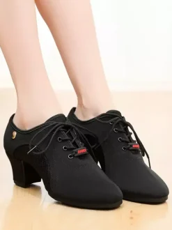 Latin Dance Shoes Black Closed Toe Ballroom Dance Shoes