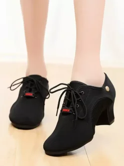 Latin Dance Shoes Black Closed Toe Ballroom Dance Shoes