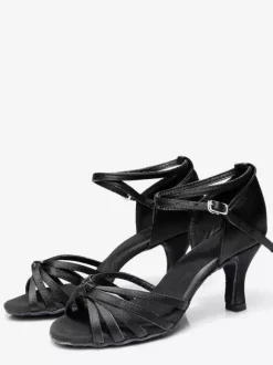 Latin Dance Shoes Black Peep Toe Women's Dance Shoes