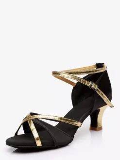 Latin Dance Shoes Black Peep Toe Ballroom Dance Shoes
