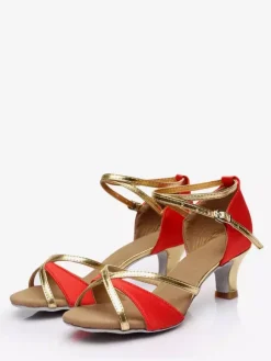 Latin Dance Shoes Black Peep Toe Ballroom Dance Shoes