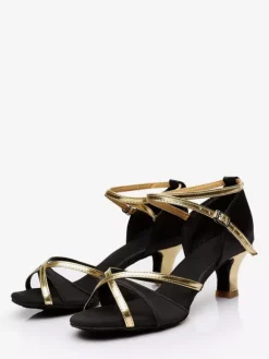 Latin Dance Shoes Black Peep Toe Ballroom Dance Shoes