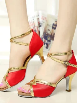 Latin Dance Shoes Black Peep Toe Ballroom Dance Shoes
