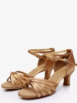Latin Dance Shoes Brown Peep Toe Women's Dance Shoes