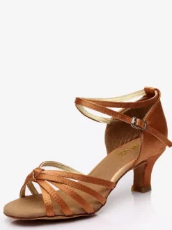 Latin Dance Shoes Brown Peep Toe Women's Dance Shoes