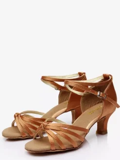 Latin Dance Shoes Brown Peep Toe Women's Dance Shoes