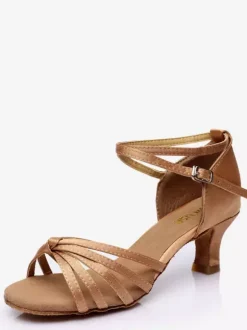 Latin Dance Shoes Brown Peep Toe Women's Dance Shoes