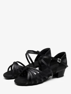 Latin Dance Shoes Brown Round Toe Buckle Dance Shoes