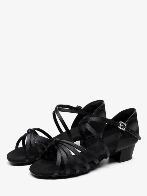 Latin Dance Shoes Brown Round Toe Buckle Dance Shoes
