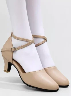 Latin Dance Shoes Ecru White Round Toe Ballroom Dance Shoes