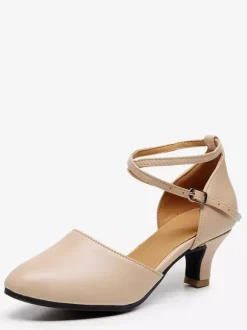 Latin Dance Shoes Ecru White Round Toe Ballroom Dance Shoes