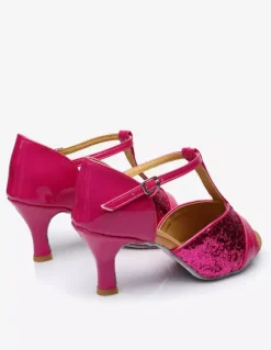 Latin Dance Shoes Glitter Open Toe T Type Dancing Shoes Gold Ballroom Shoes