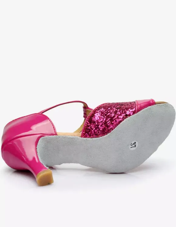 Latin Dance Shoes Glitter Open Toe T Type Dancing Shoes Gold Ballroom Shoes