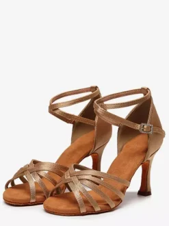 Latin Dance Shoes Nude Peep Toe Ballroom Dance Shoes