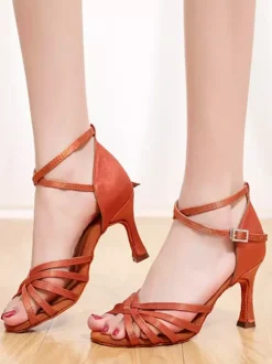 Latin Dance Shoes Nude Peep Toe Ballroom Dance Shoes