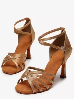 Latin Dance Shoes Nude Peep Toe Ballroom Dance Shoes