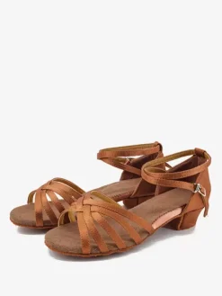 Latin Dance Shoes Polyester Deep Apricot Round Toe Dance Shoes