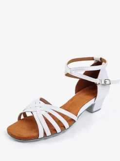 Latin Dance Shoes Polyester Deep Apricot Round Toe Dance Shoes