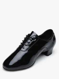 Latin Dance Shoes PU Leather Black Round Toe Dance Shoes