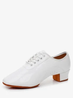 Latin Dance Shoes PU Leather Black Round Toe Dance Shoes