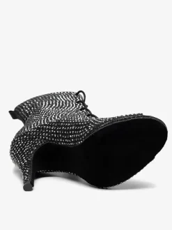 Latin Dance Shoes PU Leather Black Peep Toe Rhinestones Dance Shoes