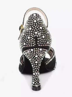 Latin Dance Shoes Satin Open Toe Pearls Buckle Detail Ballroom Shoes