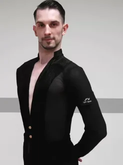 Latin Ballroom Dance Costume White Men's Polyester Tops Sexy Latin Dancing Costume