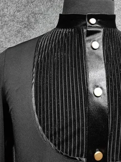 Latin Dance Ballroom Costume Black Men's Sexy Polyester Tops Dancing Costume