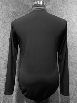 Latin Dance Ballroom Costume Black Men's Sexy Polyester Tops Dancing Costume