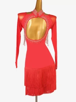 Latin Dance Costume Black Women's Split Front Sequins Lycra Spandex Dress Dancing Costume