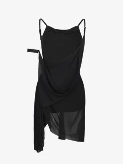 Latin Dance Costume Black Women's Pleated Open Shoulder Set Elegant Polyester Dress Dancing Costume