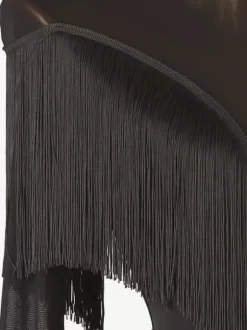 Latin Dance Costume Black Women's Fringe Backless Lycra Spandex Dress Dancing Costume
