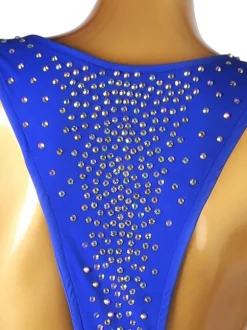 Latin Dance Costume Blue Women's Rhinestones Fringe Bodycon Sexy Polyester Dress Dancing Wear