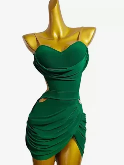 Latin Dance Costume Green Women's Sexy Lycra Spandex Dress Dancing Costume