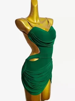 Latin Dance Costume Green Women's Sexy Lycra Spandex Dress Dancing Costume