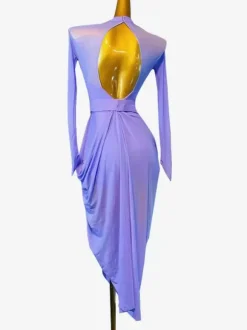 Latin Dance Costume Lilac Women's Sexy Lycra Spandex Dress Dancing Costume