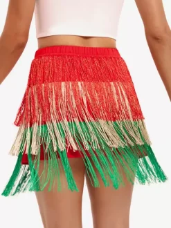 Latin Dance Costume Red Women Skirt Sexy Fringe Dancer Dancing Wear